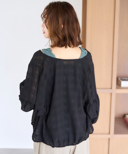 新品 FLOREN シアーチェックブラウス