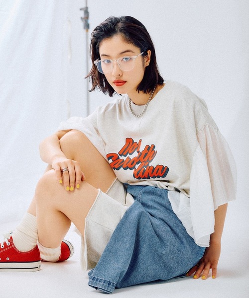 新品LEPSIM【レプスタ企画】ロゴTシャツ LEPSIM tシャツ サイド布帛ロゴT 452517 レディース : ZOZOTOWN