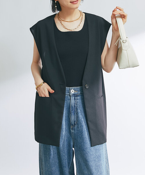 un dix cors ベスト ジレ 「オンオフ着まわせる」ドライジョー