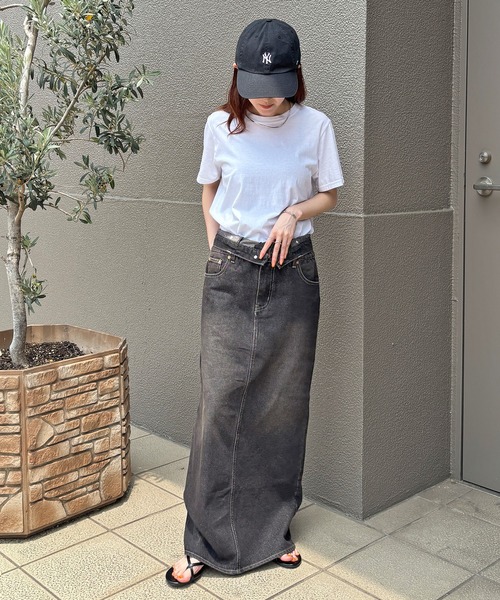スリットブーツカットデニム　ISOOK/アイスー I-SOOK デニムスカート 「ISOOK / アイスー」ダブルウエスト