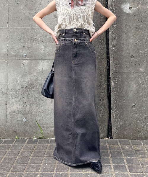 ダブルウエストデニムスカート AZUL DENIM ダブルウエストデニムスカート | アズールバイ