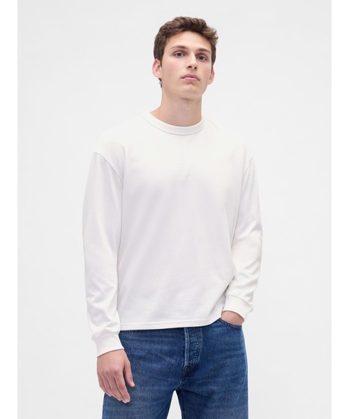 GAP tシャツ オーバーサイズ クロップド Tシャツ 長袖 メンズ