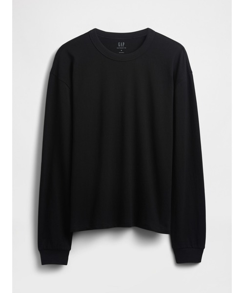ブラック クロップド丈 長袖Tシャツ フリーサイズ GAP tシャツ オーバーサイズ クロップド Tシャツ 長袖 メンズ
