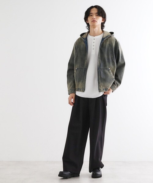 新品✨タケオキクチ 40ct＆525 デニム調 ジップパーカ M ネイビー 525DENIM シャツ（カジュアルシャツ） | 40CARATS&525（タケオキクチ