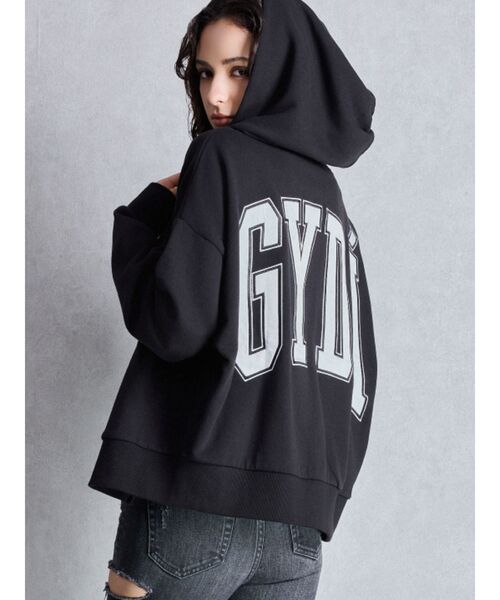 GYDAパーカー GYDA パーカー LOOSEスウェットZIP UPパーカー レディース