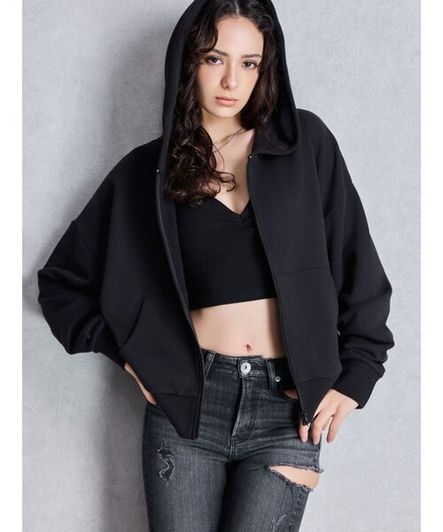 GYDA パーカー LOOSEスウェットZIP UPパーカー レディース