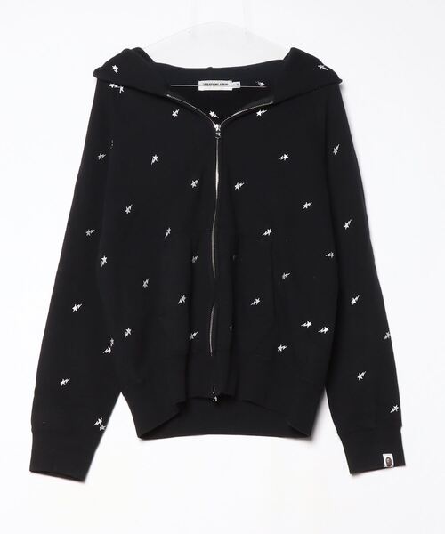 A BATHING APE ブラック ジップ パーカー A BATHING APE 「A APE」 刺繍ジップアップパーカー M ブラック