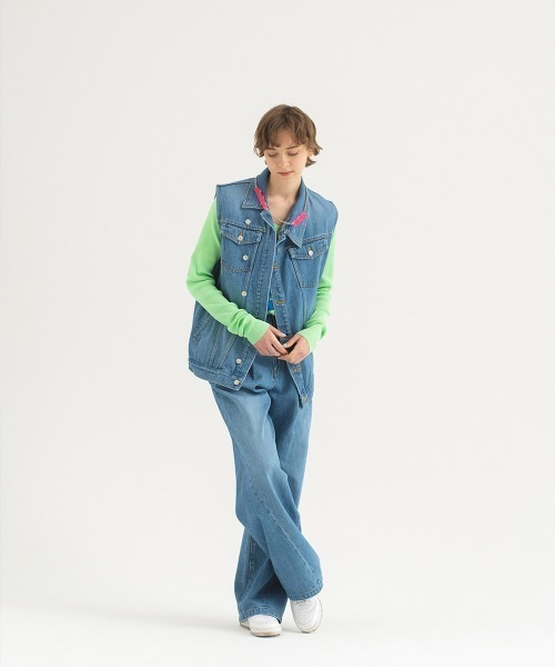 soduk スドーク　overlap denim vest デニム ジレ ベスト ベスト ジレ 「soduk」overlap denim vest レディース メンズ