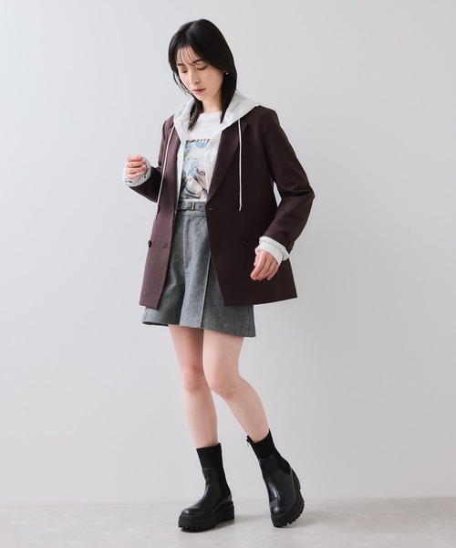 VIS（ビス） ブラウス シャツ フード付きクロップドシアーシャツ