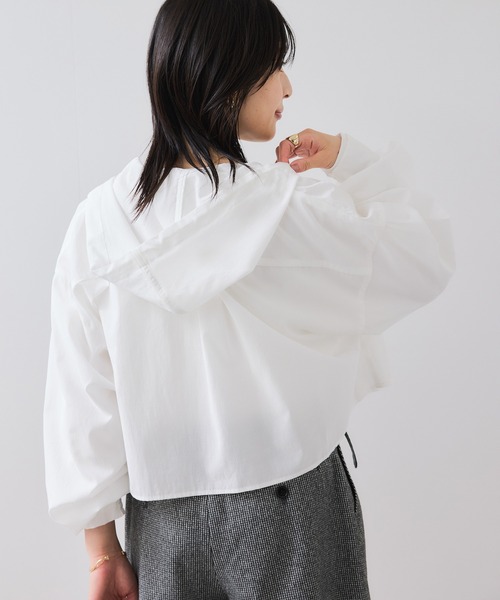 VIS（ビス） ブラウス シャツ フード付きクロップドシアーシャツ