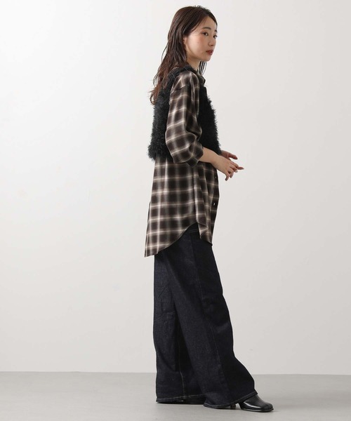 cloche（クロッシェ） ブラウス シャツ グレンチェックオーバーシャツ
