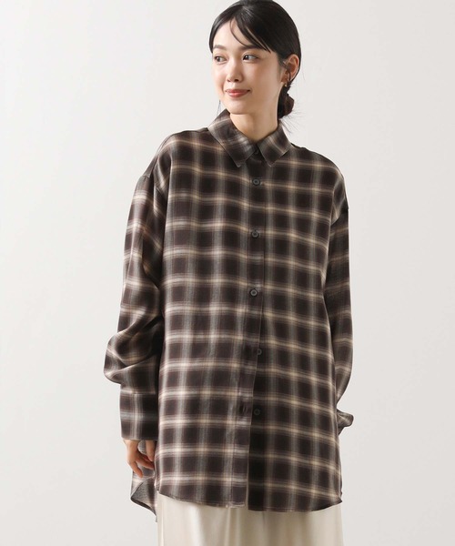 cloche（クロッシェ） ブラウス シャツ グレンチェックオーバーシャツ