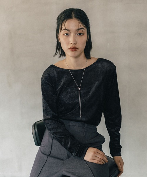 LEPSIM（レプシィム） tシャツ 「オフィスライン」シアーベロア2WAY