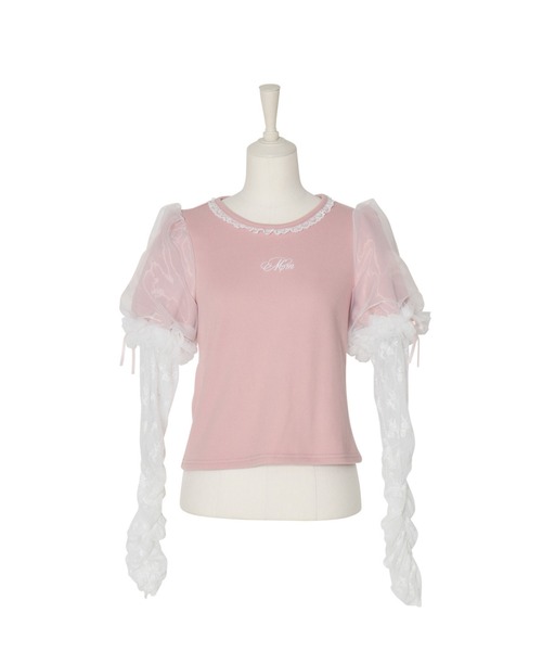 mellfy memory（メルフィーメモリー） tシャツ Feather Lace layered
