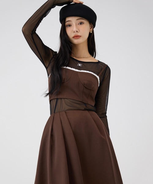 EIMY ISTOIRE（エイミーイストワール） tシャツ ロゴモチーフチュール