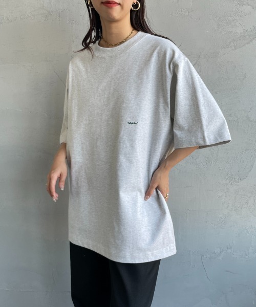 「GYMPHLEX」 半袖Tシャツ M グレイッシュベージュ レディース_画像9