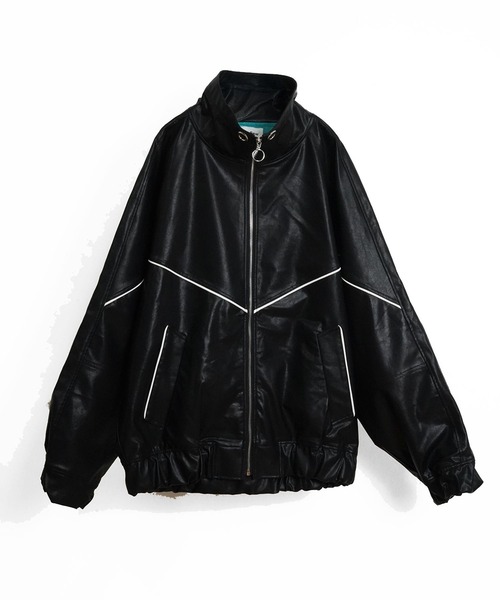 SeeSew ブルゾン アウター 「UNISEX」SYNTH-LETHER PIPING JACKET