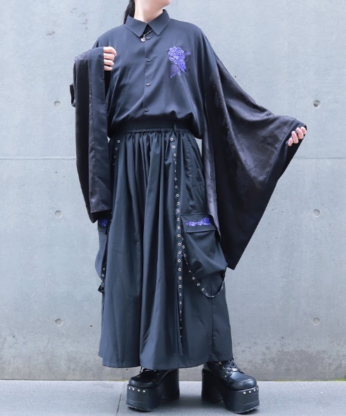 REZEN（リゼン） ワイドパンツ パンツ 牡丹刺繍袴パンツ メンズ