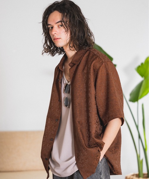 「Casper John」 半袖シャツ LARGE オレンジ メンズ_画像2