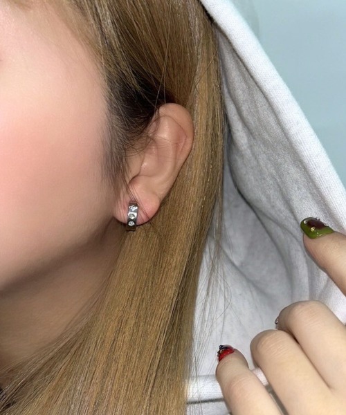 イヤリング 「456758」ストーン付きフープイヤリング(RZ) レディース