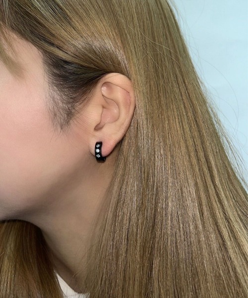 イヤリング 「456758」ストーン付きフープイヤリング(RZ) レディース