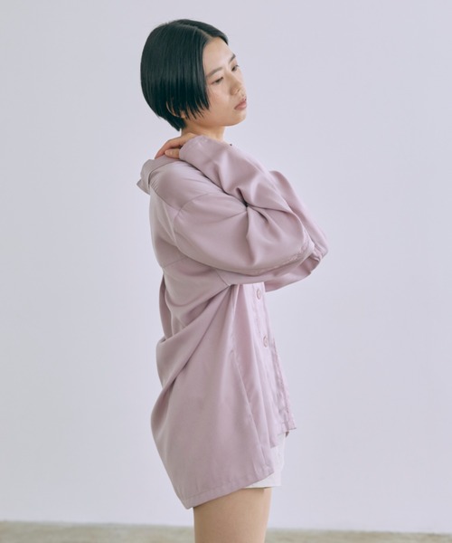EN NEUME ブラウス シャツ Lace-Trim Satin Shirt Jacket レディース