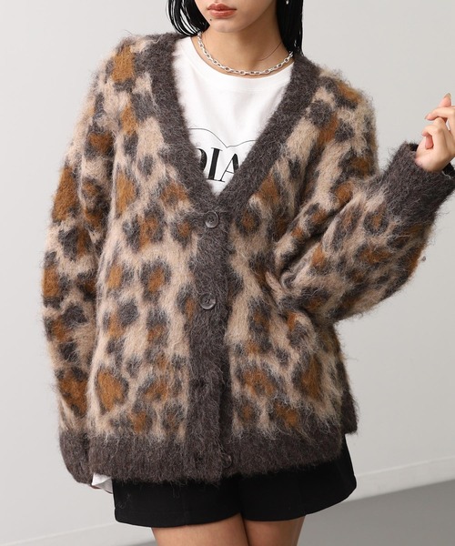 ANAP（アナップ） カーディガン レオパード柄 シャギーニット