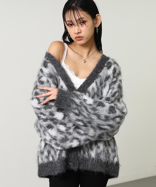 ANAP（アナップ） カーディガン レオパード柄 シャギーニット