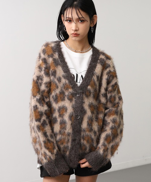 ANAP（アナップ） カーディガン レオパード柄 シャギーニット