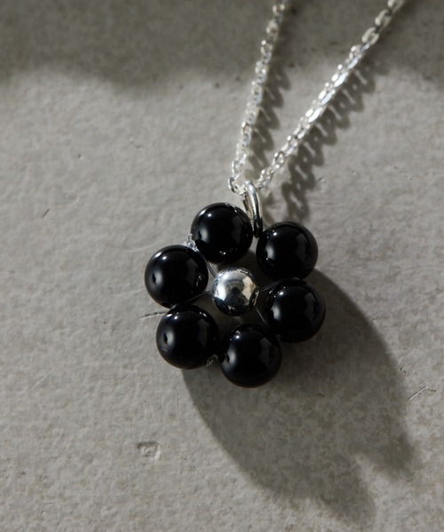 ネックレス Sivelle./Silver925オニキスフラワーネックレス レディースの画像
