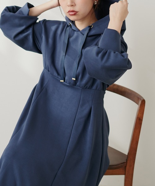 「natural couture」 長袖ワンピース FREE チャコールグレー レディース_画像2