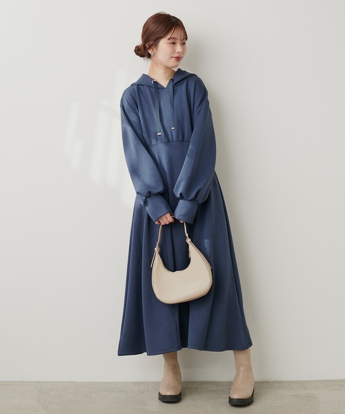「natural couture」 長袖ワンピース FREE チャコールグレー レディース_画像4