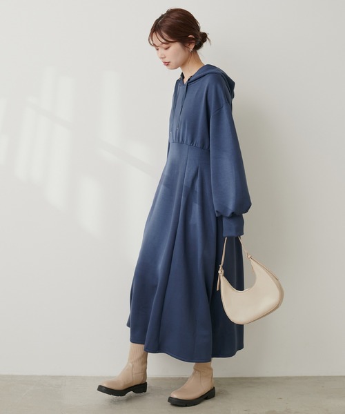 「natural couture」 長袖ワンピース FREE チャコールグレー レディース_画像5
