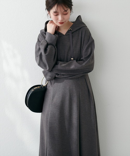 「natural couture」 長袖ワンピース FREE チャコールグレー レディース_画像8