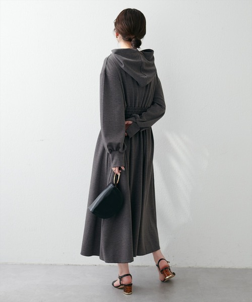 「natural couture」 長袖ワンピース FREE チャコールグレー レディース_画像9