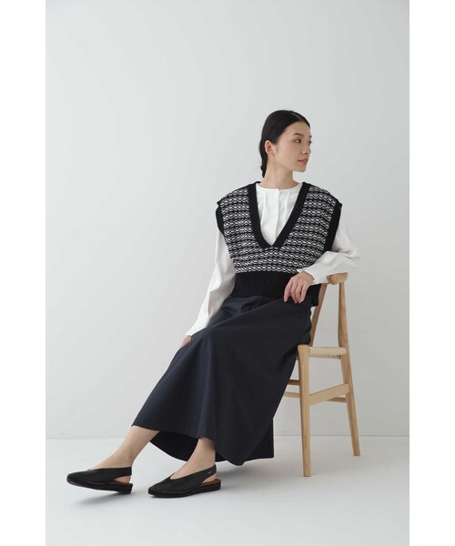 「human woman」 フレアスカート MEDIUM ネイビー レディース_画像3