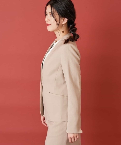 「OFUON le MK」 ノーカラージャケット 36 チャコールグレー レディース_画像3