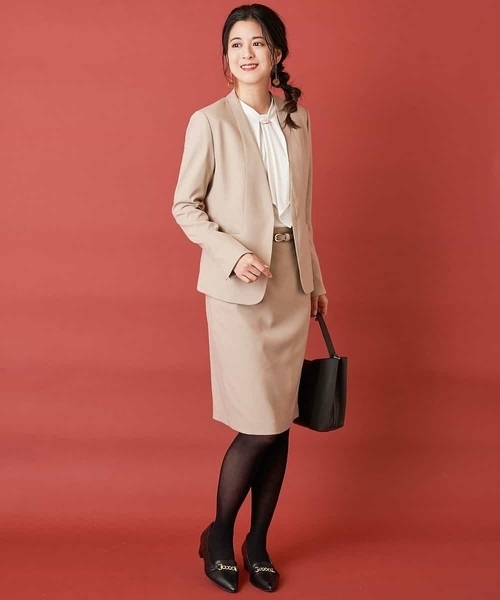 「OFUON le MK」 ノーカラージャケット 36 チャコールグレー レディース_画像4