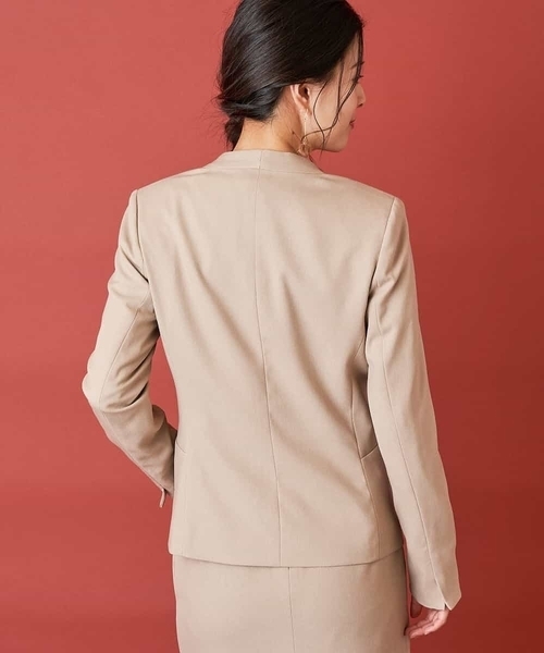 「OFUON le MK」 ノーカラージャケット 36 チャコールグレー レディース_画像5