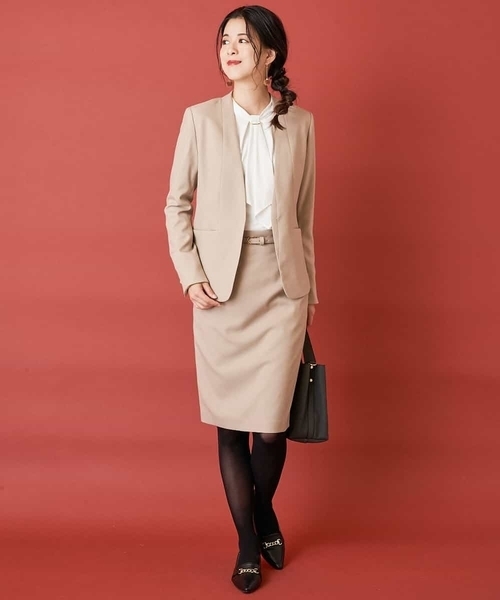 「OFUON le MK」 ノーカラージャケット 36 チャコールグレー レディース_画像6