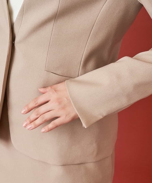 「OFUON le MK」 ノーカラージャケット 36 チャコールグレー レディース_画像7