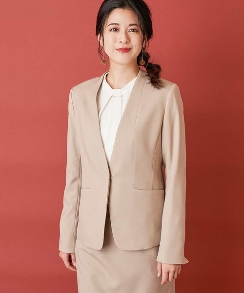 「OFUON le MK」 ノーカラージャケット 36 チャコールグレー レディース_画像8