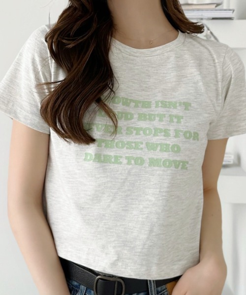 Ada. tシャツ 半袖 メッセージ ロゴプリント ショート丈 Tシャツ