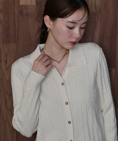 「J by blue」 ニットカーディガン MEDIUM ネイビー レディース_画像2