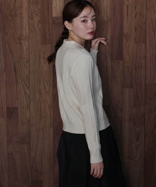 「J by blue」 ニットカーディガン MEDIUM ネイビー レディース_画像4