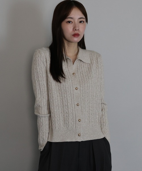 「J by blue」 ニットカーディガン MEDIUM ネイビー レディース_画像6