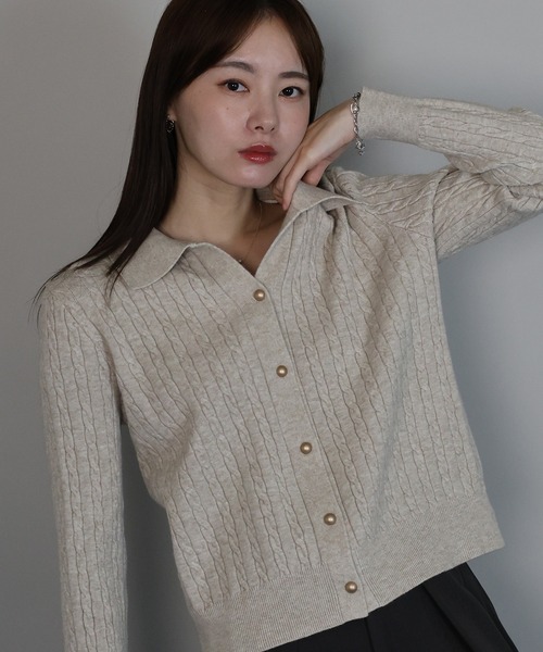 「J by blue」 ニットカーディガン MEDIUM ネイビー レディース_画像7