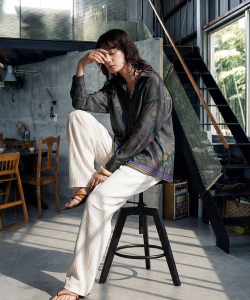 AGNONA 長袖シャツ ボタニカル柄 イタリア製 AGNONA 長袖シャツ