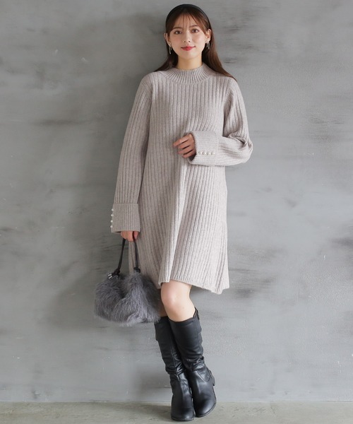 「ASTORIA ODIER」 ニットワンピース MEDIUM モカ レディース_画像3