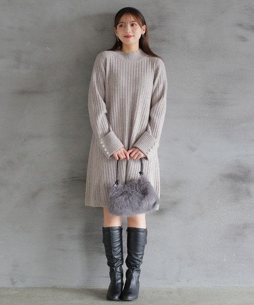 「ASTORIA ODIER」 ニットワンピース MEDIUM モカ レディース_画像4